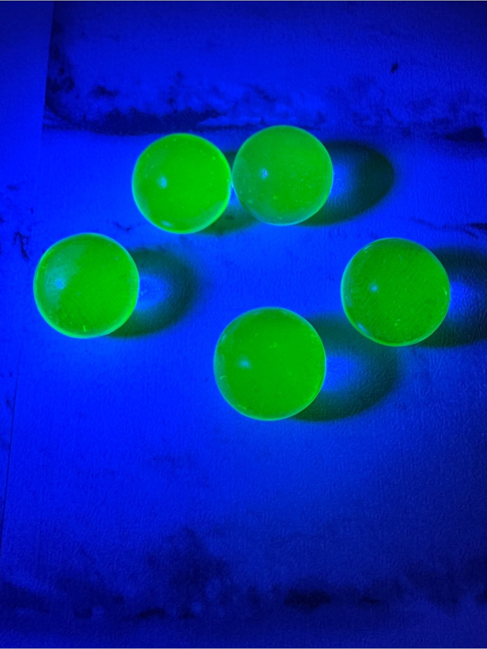 Uranium glass 3/5” marbles set of 5